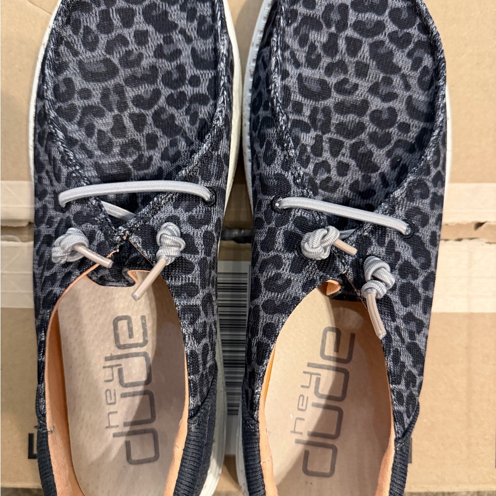Hey Dude Wendy Sox Women's Black/Grey Leopard Sneakers